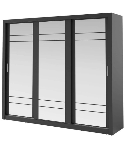 Armoire en bois clair avec 3 portes coulissantes et miroir Arti 02 Triple, Noir Mat, L250xP60xH215 cm sélection de produits