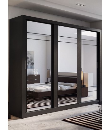 Armoire en bois clair avec 3 portes coulissantes et miroir Arti 02 Triple, Noir Mat, L250xP60xH215 cm sélection de produits