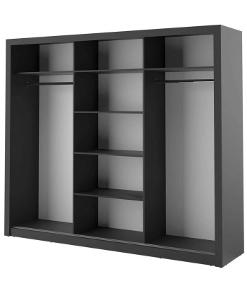 Armoire en bois clair avec 3 portes coulissantes et miroir Arti 02 Triple, Noir Mat, L250xP60xH215 cm sélection de produits