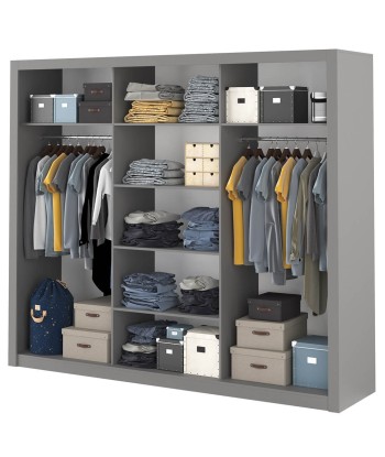 Armoire en bois clair avec 3 portes coulissantes et miroir Idea 01, Gris Mat, L250xP60xH215 cm vous aussi creer 