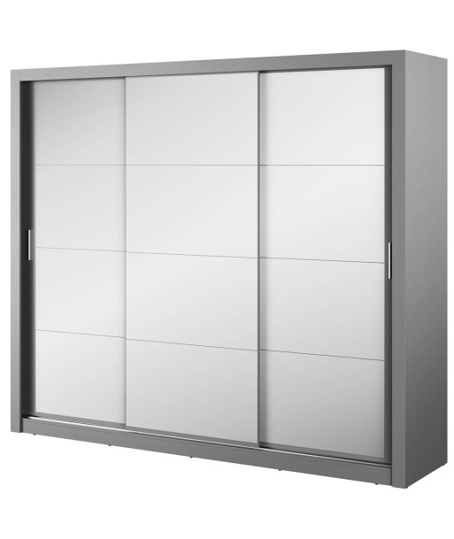 Armoire en bois clair avec 3 portes coulissantes et miroir Idea 01 Triple, Gris Mat, L250xP60xH215 cm en ligne