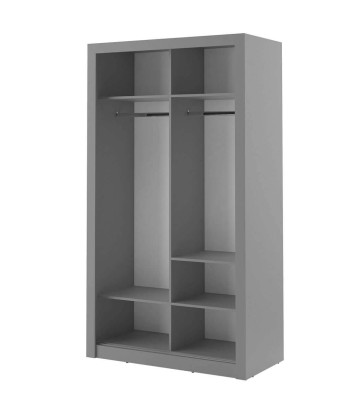 Armoire en bois clair, avec 2 portes coulissantes et miroir Arti 06, Gris Mat, L120xP60xH215 cm Comparez et commandez 