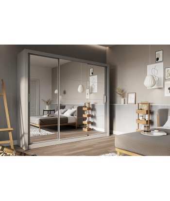 Armoire en bois clair avec 3 portes coulissantes et miroir Idea 01 Triple, Gris Mat, L250xP60xH215 cm en ligne