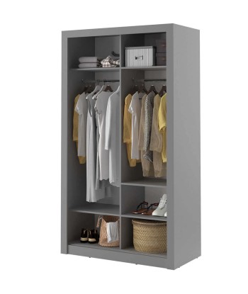 Armoire en bois clair, avec 2 portes coulissantes et miroir Arti 06, Gris Mat, L120xP60xH215 cm Comparez et commandez 