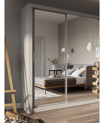 Armoire en bois clair avec 3 portes coulissantes et miroir Idea 01 Triple, Gris Mat, L250xP60xH215 cm en ligne