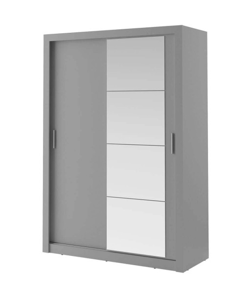 Armoire en bois clair, avec 2 portes coulissantes et miroir Arti 04, Gris Mat, L150xP60xH215 cm suggérées chez