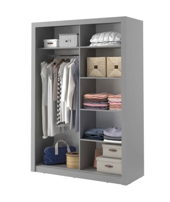 Armoire en bois clair, avec 2 portes coulissantes et miroir Arti 04, Gris Mat, L150xP60xH215 cm suggérées chez