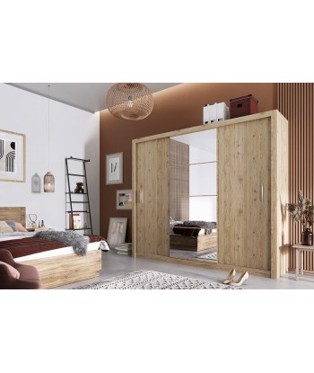 Armoire en bois clair avec 3 portes coulissantes et miroir Idea 01 Chêne San Remo, L250xP60xH215 cm Vous souhaitez 