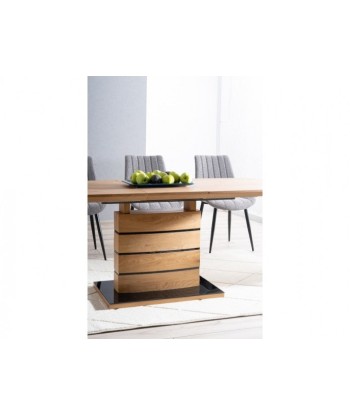 Table extensible en MDF et verre Leonardo Small Chêne / Noir, L140-180xl80xH76 cm en ligne des produits 