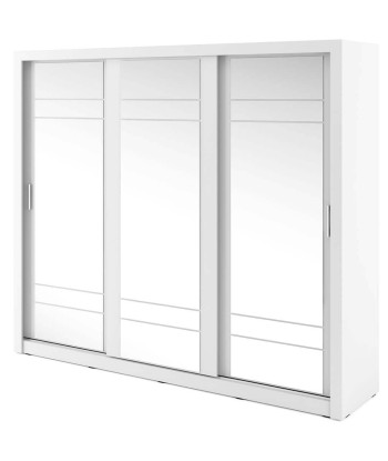 Armoire en bois clair avec 3 portes coulissantes et miroir Arti 02 Triple, Blanc Mat, L250xP60xH215 cm 50-70% off 