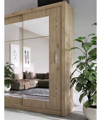 Armoire en bois clair avec 2 portes coulissantes et miroir Idea 02 Square, Chêne San Remo, L180xL60xH215 cm sélection de produits