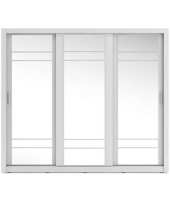 Armoire en bois clair avec 3 portes coulissantes et miroir Arti 02 Triple, Blanc Mat, L250xP60xH215 cm 50-70% off 