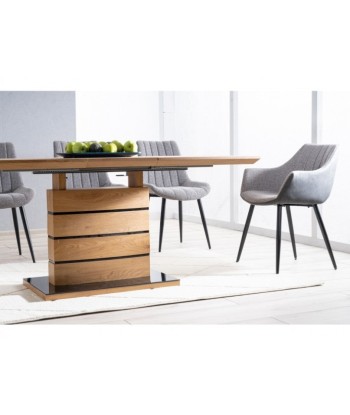 Table extensible en MDF et verre Leonardo Small Chêne / Noir, L140-180xl80xH76 cm en ligne des produits 