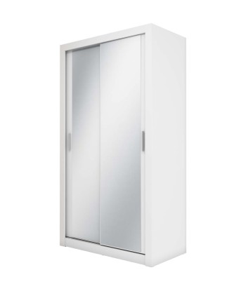 Armoire en bois clair avec 2 portes coulissantes et miroir Idea 18 Small, Blanc Mat, L120xH60xH215 cm En savoir plus