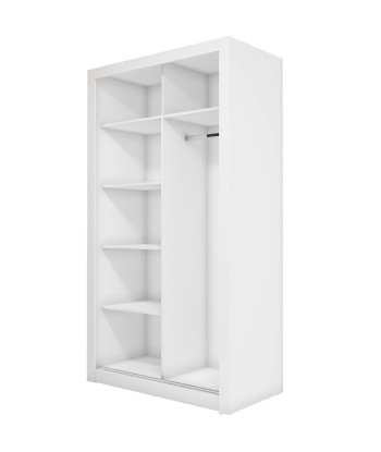 Armoire en bois clair avec 2 portes coulissantes et miroir Idea 18 Small, Blanc Mat, L120xH60xH215 cm En savoir plus