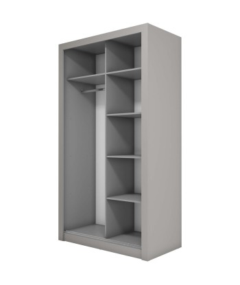 Armoire en bois clair avec 2 portes coulissantes et miroir Idea 18 Small, Gris Mat, L120xP60xH215 cm de pas cher