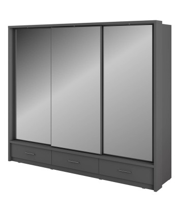 Armoire en bois clair, avec 3 portes coulissantes, 3 tiroirs et miroir Arti 01 Triple, Gris Mat, L250xW63xH215 cm Comparez et commandez 