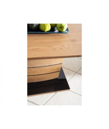 Table extensible en MDF et verre Leonardo Small Chêne / Noir, L140-180xl80xH76 cm en ligne des produits 