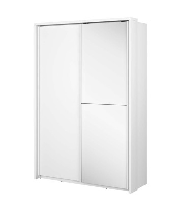 Armoire en bois clair, avec 2 portes coulissantes et miroir Arti 21, Blanc Mat, L160xW57xH218 cm Découvrez la collection