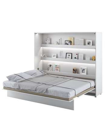 Lit Escamotable au mur, avec mécanisme pneumatique et cadre de lit inclus, Bed Concept Horizontal, Blanc Brillant pas chere