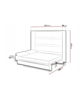 Lit Escamotable au mur, avec mécanisme pneumatique et cadre de lit inclus, Bed Concept Horizontal, Blanc Brillant pas chere