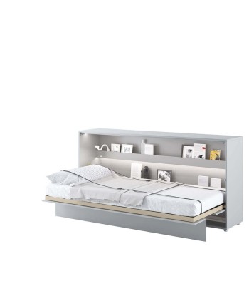 Lit Escamotable au mur, avec mécanisme pneumatique et cadre de lit inclus, Bed Concept Horizontal, Gris Mat brillant des détails fins