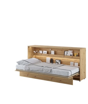 Pat rabatabil pe perete, cu mecanism pneumatic si somiera inclusa, Bed Concept Horizontal Stejar Artisan, 200 x 90 cm de votre