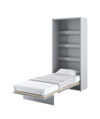 Lit Escamotable au mur, avec mécanisme pneumatique et cadre de lit inclus, Bed Concept Vertical, Gris Mat hantent personnes