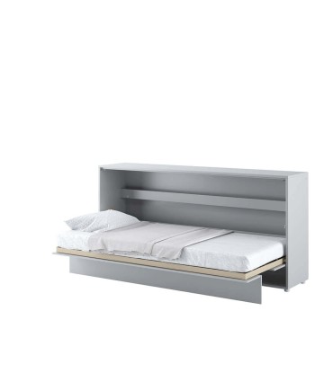 Lit Escamotable au mur, avec mécanisme pneumatique et cadre de lit inclus, Bed Concept Horizontal, Gris Mat brillant des détails fins