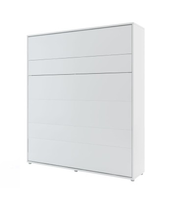 Lit Escamotable au mur, avec mécanisme pneumatique, système LED et cadre de lit inclus, Bed Concept Vertical, Blanc Mat Pour