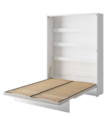 Lit Escamotable au mur, avec mécanisme pneumatique, système LED et cadre de lit inclus, Bed Concept Vertical, Blanc Mat Pour