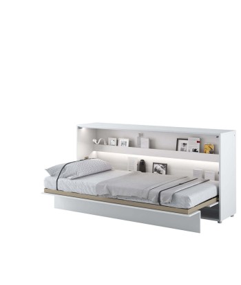 Lit Escamotable au mur, avec mécanisme pneumatique et cadre de lit inclus, Bed Concept Horizontal, Blanc Mat store