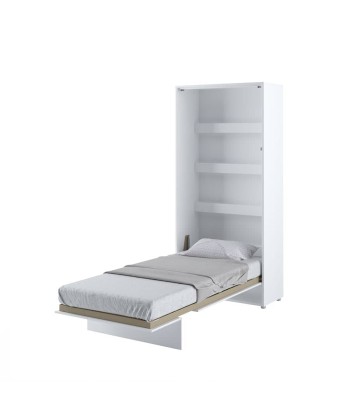 Lit Escamotable au mur, avec mécanisme pneumatique et cadre de lit inclus, Bed Concept Vertical, Blanc Mat Faites des économies