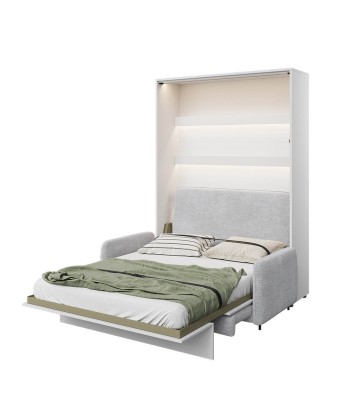 Ensemble Canapé Fixe, BC18/ BC19 Gris Clair + Lit escamotable au mur avec tête de lit rembourrée Bed Concept Vertical, Blanc Mat votre