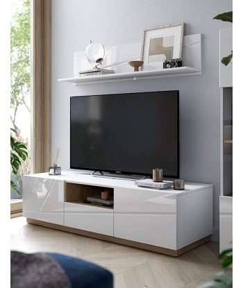 Étagère suspendue en bois, Futura 04, Blanc, L130xl22xH30 cm vente chaude votre 