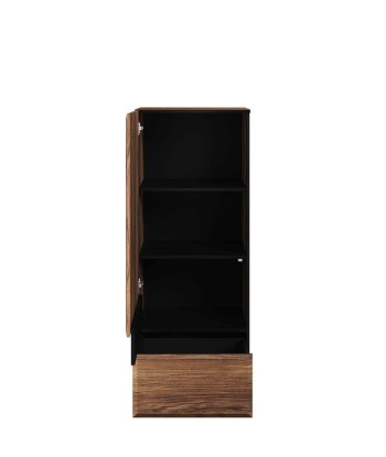 Armoire en bois, avec 1 porte et 1 tiroir, Borga 06, Chêne Catane / Noir, L55xW41xH143 cm pas cher chine