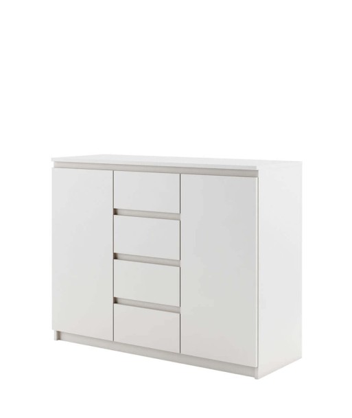 Commode en bois avec 4 tiroirs et 2 portes, Idea 04, Blanc Mat, L109xW40xH85 cm outlet