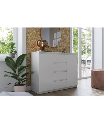 Commode en bois avec 4 tiroirs et 2 portes, Idea 04, Blanc Mat, L109xW40xH85 cm outlet