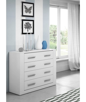 Commode en bois Arti 10 avec 4 tiroirs, Blanc Mat, L100xl42xH90 cm Découvrez la collection