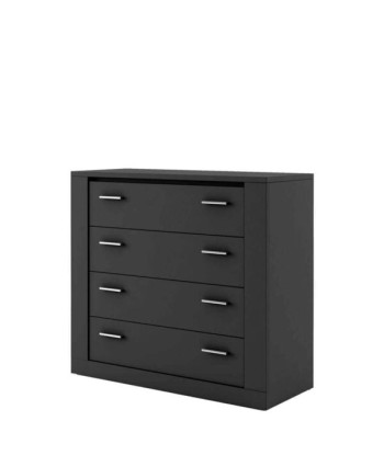 Commode en bois avec 4 tiroirs Idea 10, Noir mat, L100xl42xH90 cm Toutes les collections ici