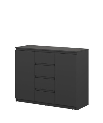 Commode en bois clair avec 4 tiroirs et 2 portes, Idea 04, Noir mat, L109xl40xH85 cm vous aussi creer 