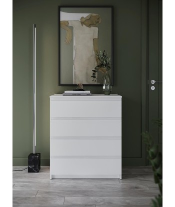 Commode en bois avec 4 tiroirs Idea 06, Blanc Mat, L73xW40xH85 cm 50% de réduction en Octobre 2024