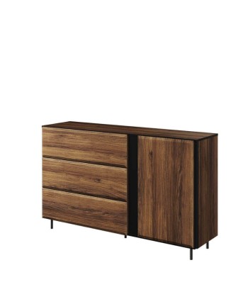 Commode en bois, avec 1 porte et 3 tiroirs, Borga 07, Chêne Catane / Noir, L150xW41xH91 cm commande en ligne