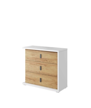 Commode en bois avec 3 tiroirs, pour enfants et jeunes, Simi 04, Naturel / Blanc, L100xW41xH90 cm la livraison gratuite