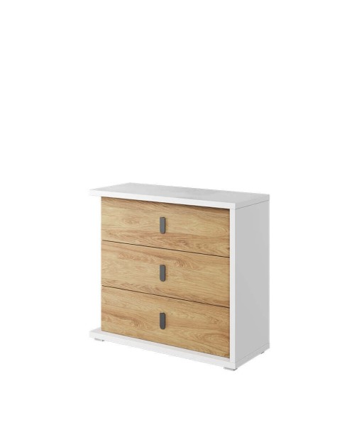 Commode en bois avec 3 tiroirs, pour enfants et jeunes, Simi 04, Naturel / Blanc, L100xW41xH90 cm la livraison gratuite