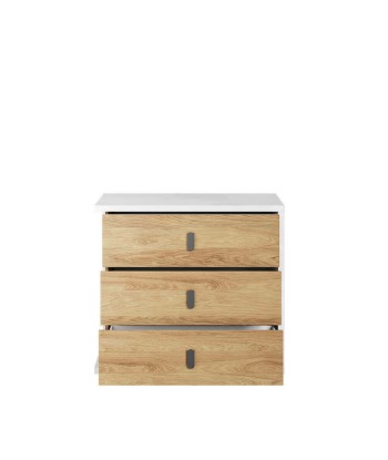 Commode en bois avec 3 tiroirs, pour enfants et jeunes, Simi 04, Naturel / Blanc, L100xW41xH90 cm la livraison gratuite