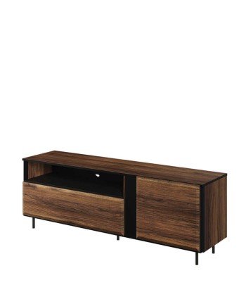 Commode TV en bois, avec 1 porte et 1 tiroir, Borga 03, Chêne Catane / Noir, L155xW41xH55 cm shop