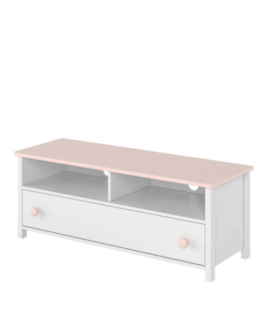 Commode TV en bois, avec 1 tiroir pour enfants et jeunes Luna 13, Blanc/Rose, l120xW42xH46 cm acheter