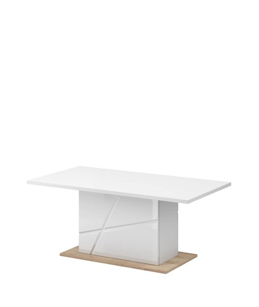 Table basse en peuplier Futura 09, Blanc / Chêne Riviera, L115x65xH51 cm Livraison rapide