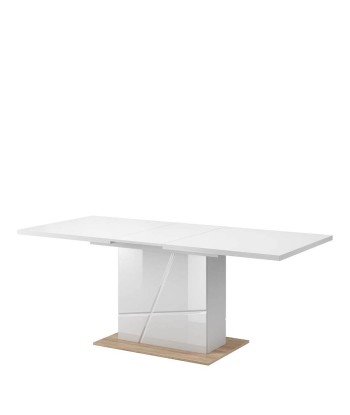 Table extensible en peuplier Futura 10, Blanc / Chêne Riviera, L160-200x90xH79 cm pas cher 